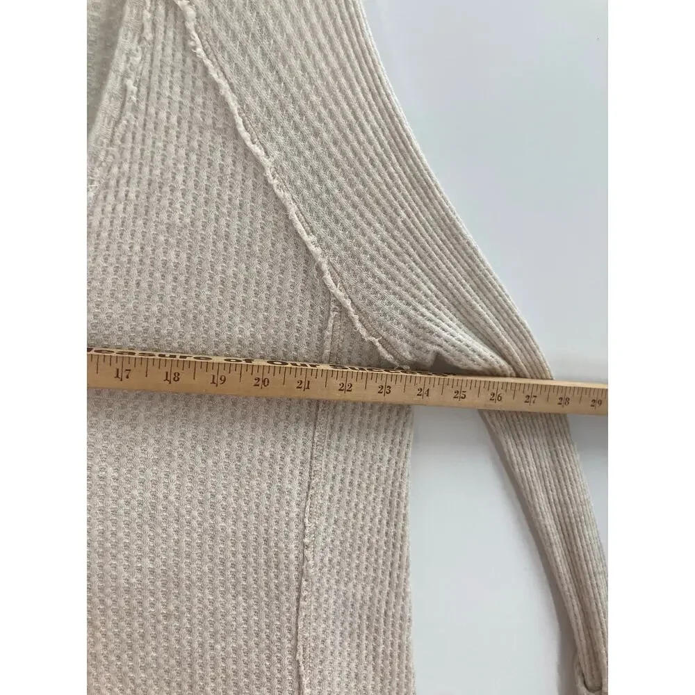 Free People We The Free Laguna Waffle Knit Tunic Thermal Oatmeal Beige Medium - Picture 11 of 12